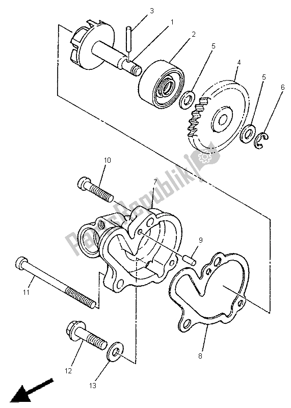 Alle onderdelen voor de Waterpomp van de Yamaha DT 125R 1998