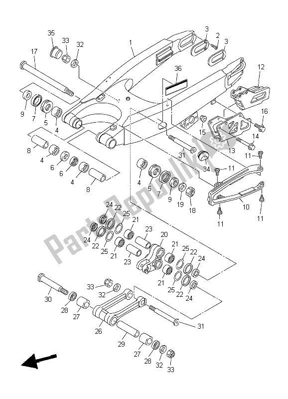 All parts for the Rear Arm of the Yamaha WR 450F 2006