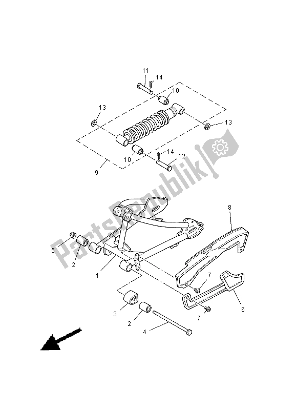 All parts for the Rear Arm & Suspension of the Yamaha PW 80 2000