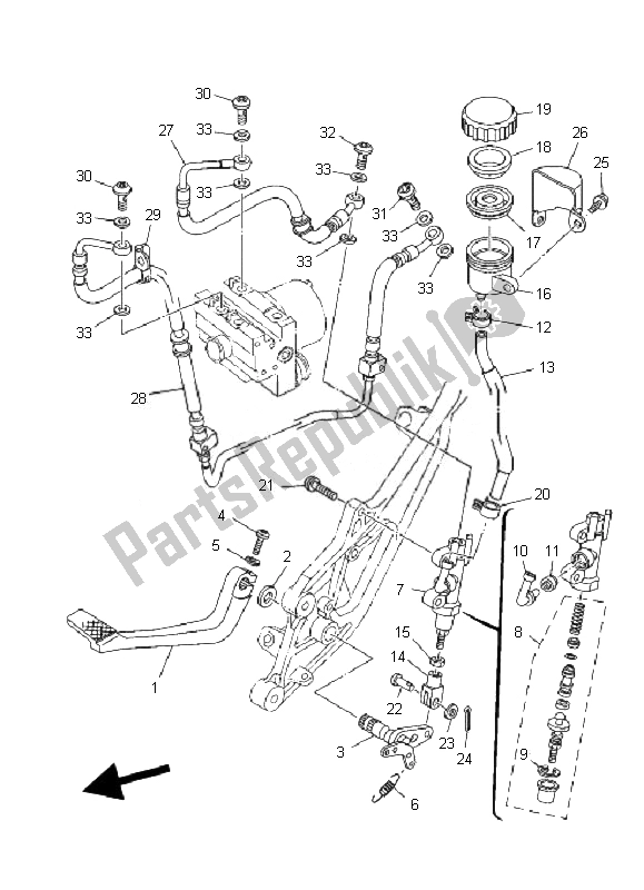 Wszystkie części do Tylny Cylinder G?ówny Yamaha TDM 900A 2007