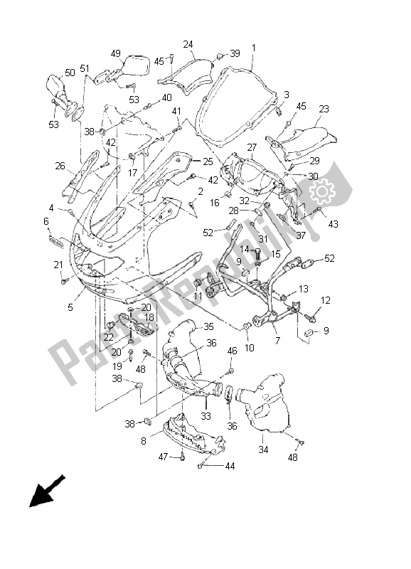 Toutes les pièces pour le Capot 1 du Yamaha YZF 600R Thundercat 2001