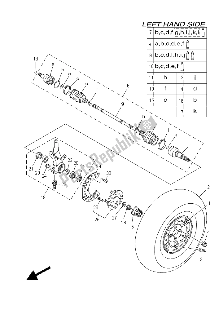 Toutes les pièces pour le Roue Avant du Yamaha YXM 700 ES Viking 2015