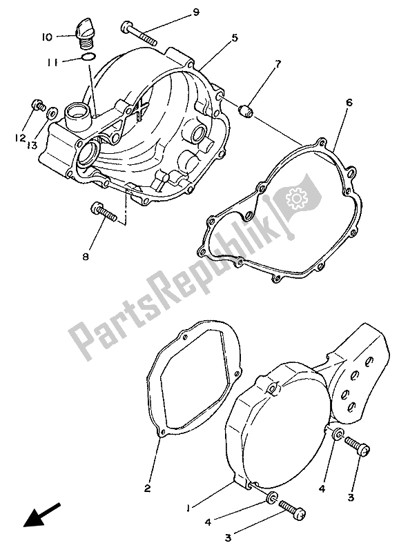 All parts for the Crankcase Cover 1 of the Yamaha YZ 80 1988