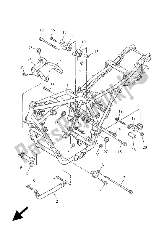 All parts for the Frame of the Yamaha XJR 1300 2001