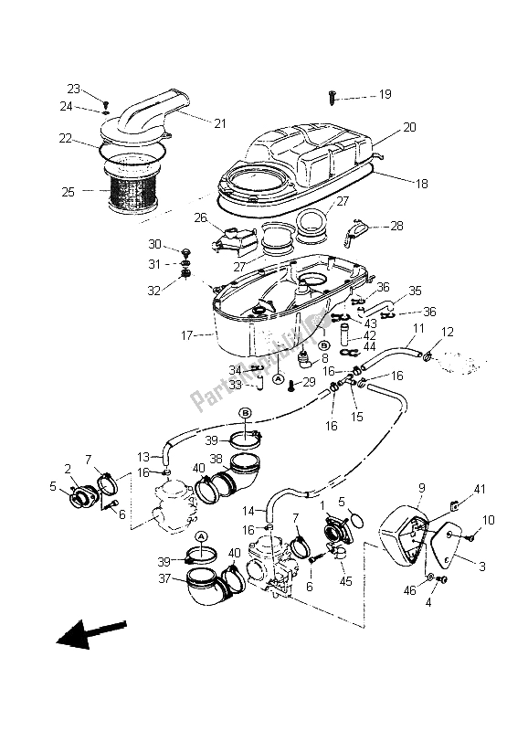 Alle onderdelen voor de Inname van de Yamaha BT 1100 Bulldog 2004