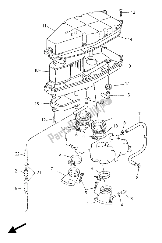 All parts for the Intake of the Yamaha XVZ 1300 Royalstar 1996