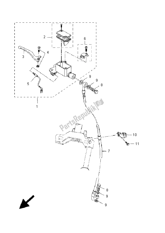 All parts for the Front Master Cylinder of the Yamaha EW 50N Slider 2009