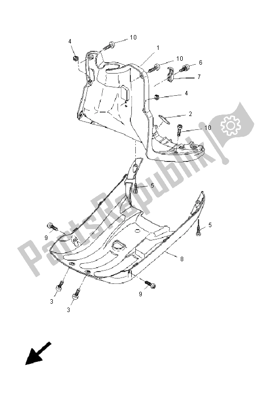 All parts for the Leg Shield of the Yamaha CW 50 RS NB BWS 2006