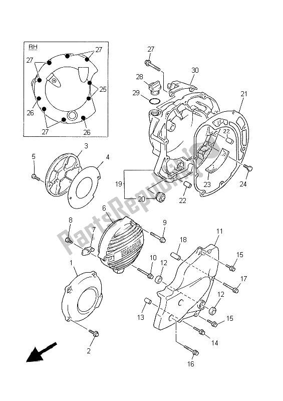 Tutte le parti per il Coperchio Del Carter 1 del Yamaha XJ 600S Diversion 1997