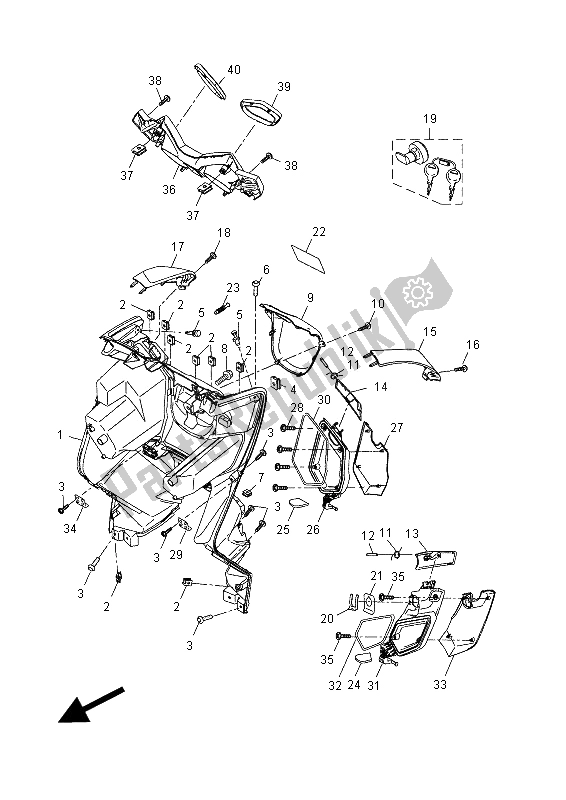 All parts for the Leg Shield of the Yamaha YP 125R 2014