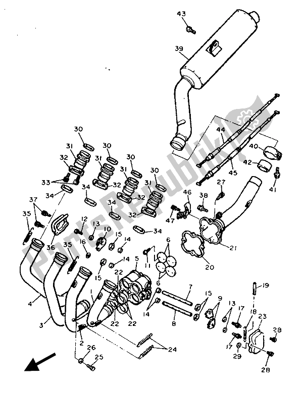 Toutes les pièces pour le échappement du Yamaha FZR 750 RW 1989