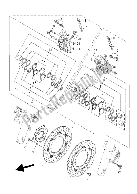 All parts for the Front Brake Caliper of the Yamaha XV 1900A 2011