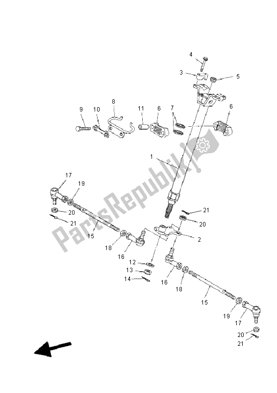 All parts for the Steering of the Yamaha YFM 350 Grizzly 2X4 2011