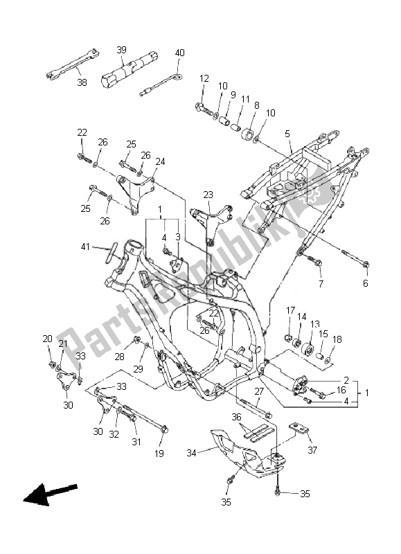 All parts for the Frame of the Yamaha WR 450F 2010