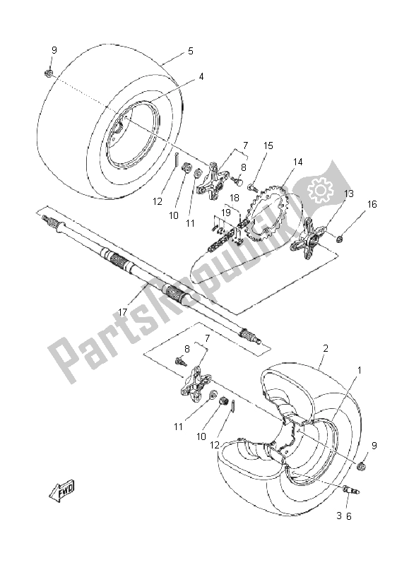 Toutes les pièces pour le Roue Arrière du Yamaha YFM 250R 2011