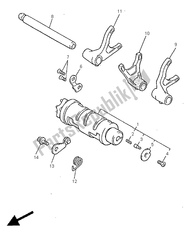 Todas as partes de Shift Cam E Garfo do Yamaha XJR 1200 SP 1998