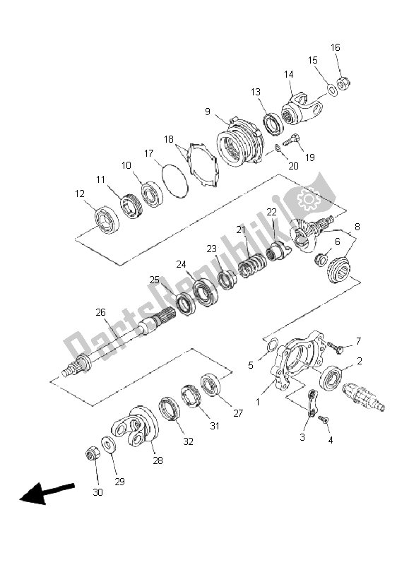 All parts for the Middle Drive Gear of the Yamaha YFM 450 FA Kodiak 4X4 2006