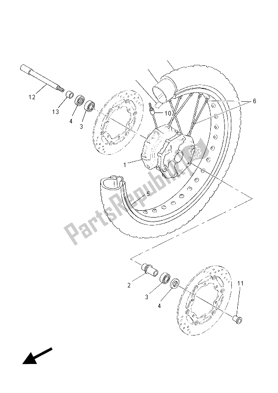 Alle onderdelen voor de Voorwiel van de Yamaha XT 660Z Tenere 2015
