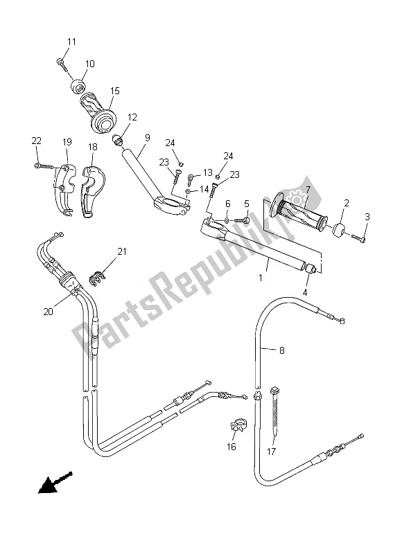 All parts for the Steering Handle & Cable of the Yamaha YZF R6 600 2013