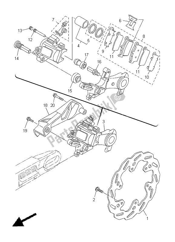 Todas las partes para Pinza De Freno Trasero de Yamaha WR 250R 2012