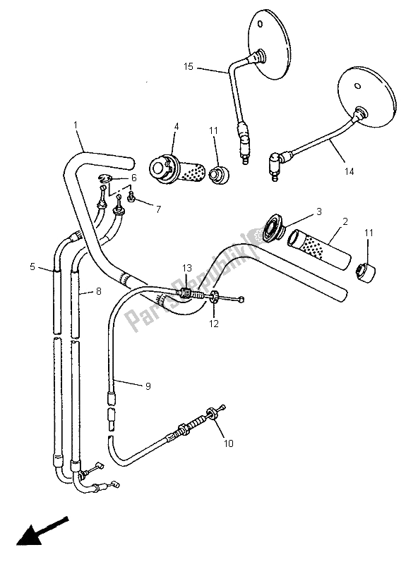 All parts for the Steering Handle & Cable (up Handle) of the Yamaha XV 535 S Virago 1995