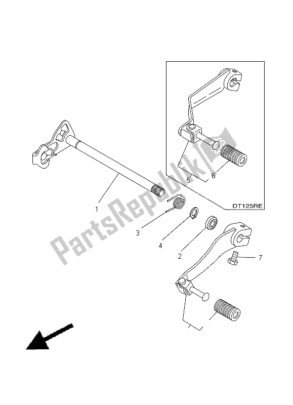 All parts for the Shift Shaft of the Yamaha DT 125 RE 1998