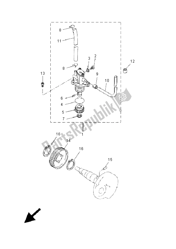 All parts for the Oil Pump of the Yamaha EW 50 Slider 2006