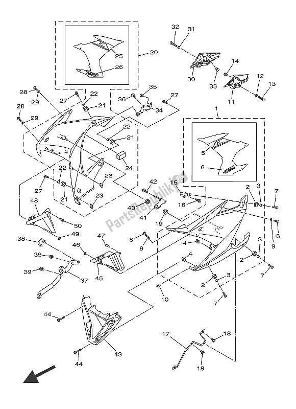 Todas las partes para Carenado 2 de Yamaha XJ6 FA 600 2016