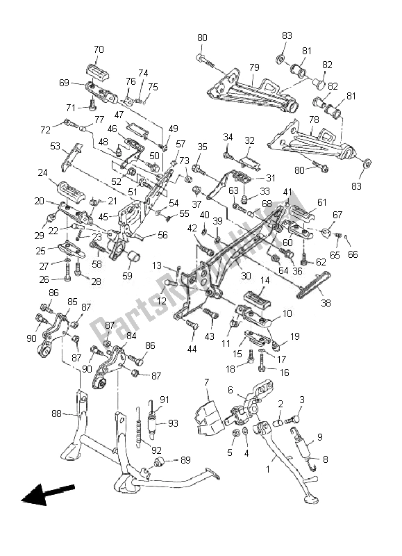 Todas las partes para Soporte Y Reposapiés de Yamaha FJR 1300A 2010