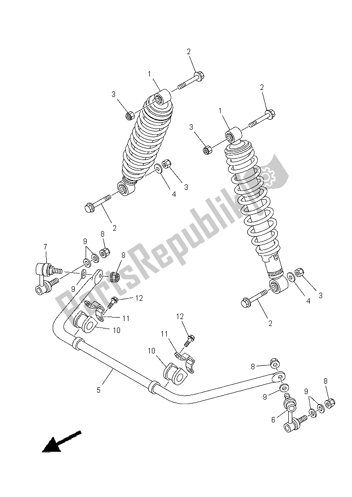 Tutte le parti per il Sospensione Posteriore del Yamaha YFM 700 Fwad Grizzly EPS 2015