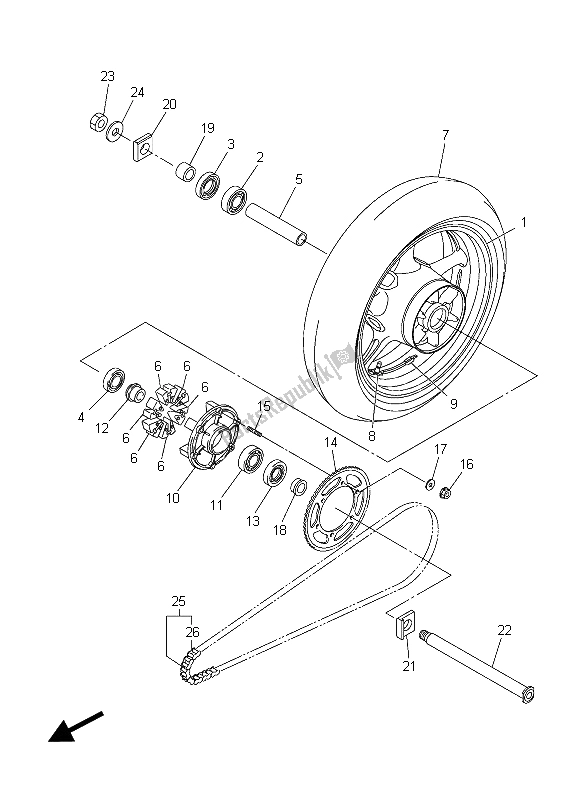 Tutte le parti per il Ruota Posteriore del Yamaha FZ8 N 800 2015