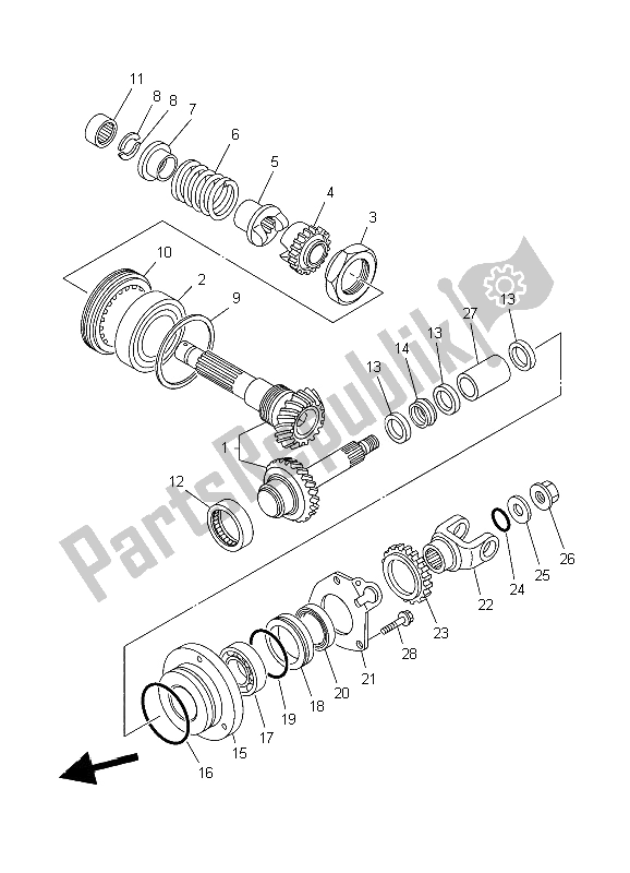 All parts for the Middle Drive Gear of the Yamaha XVS 1100A Dragstar Classic 2006