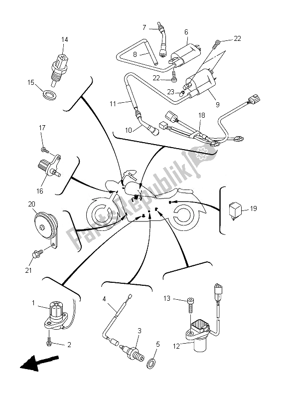 Tutte le parti per il Elettrico 1 del Yamaha XVS 1300A 2007