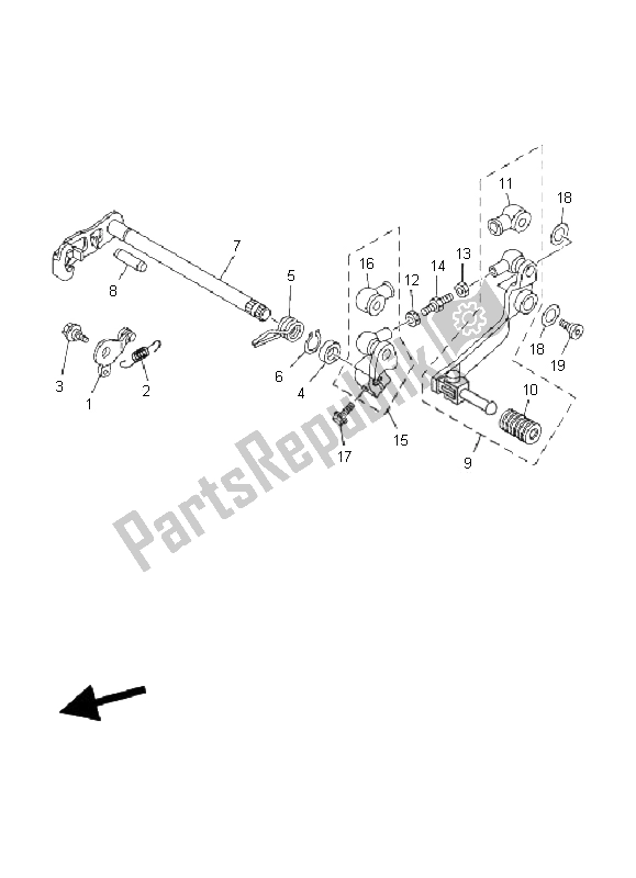 All parts for the Shift Shaft of the Yamaha TT R 125 SW LW 2008