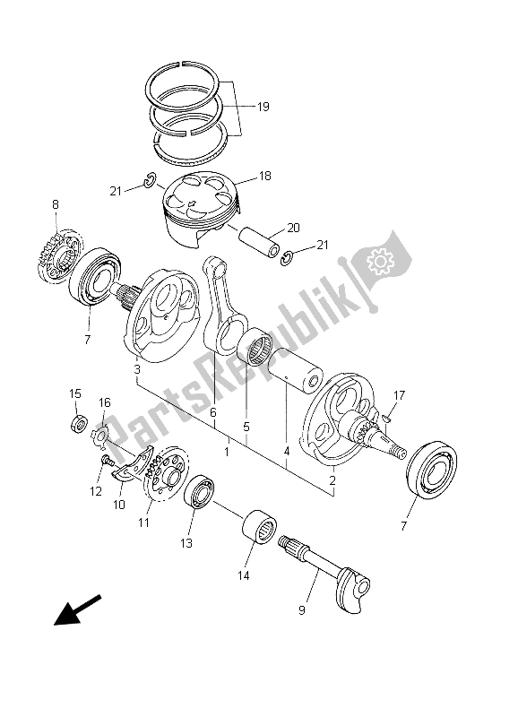 All parts for the Crankshaft & Piston of the Yamaha YZ 450F 2003