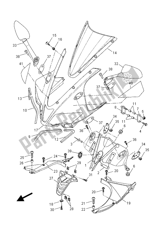 All parts for the Cowling 2 of the Yamaha YZF R 125 2015