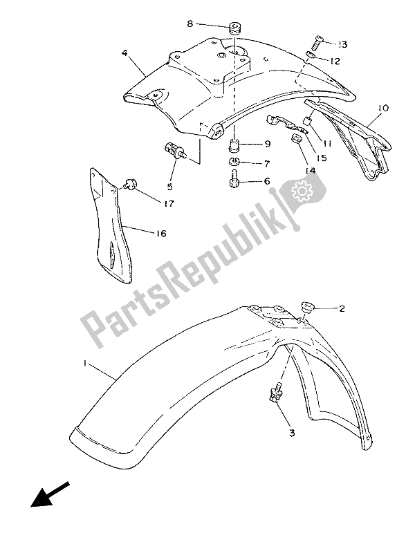 Tutte le parti per il Parafango del Yamaha IT 200 1986