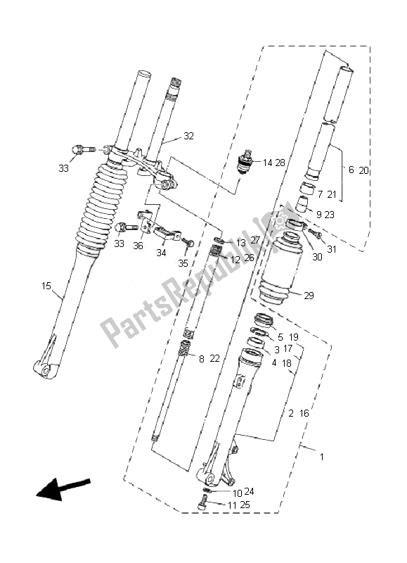 Tutte le parti per il Forcella Anteriore (sinistra) del Yamaha TT R 125E SW LW 2007