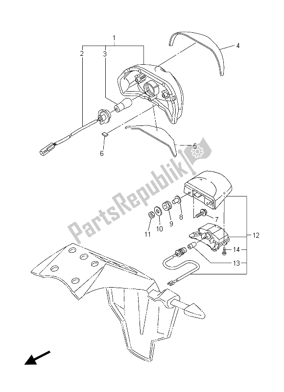 All parts for the Taillight of the Yamaha FZ8 N 800 2015