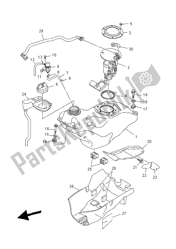 All parts for the Fuel Tank of the Yamaha YFM 700 FWA Grizzly 4X4 2014