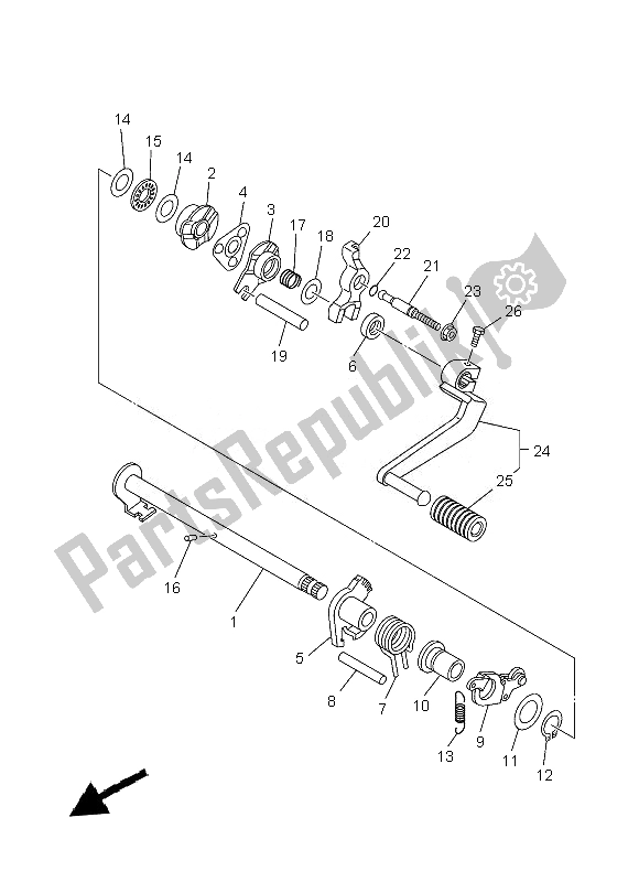 All parts for the Shift Shaft of the Yamaha TT R 110E 2013