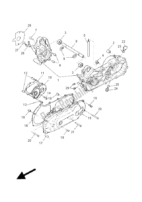 All parts for the Crankcase of the Yamaha C 50 RR LC JOG 2011