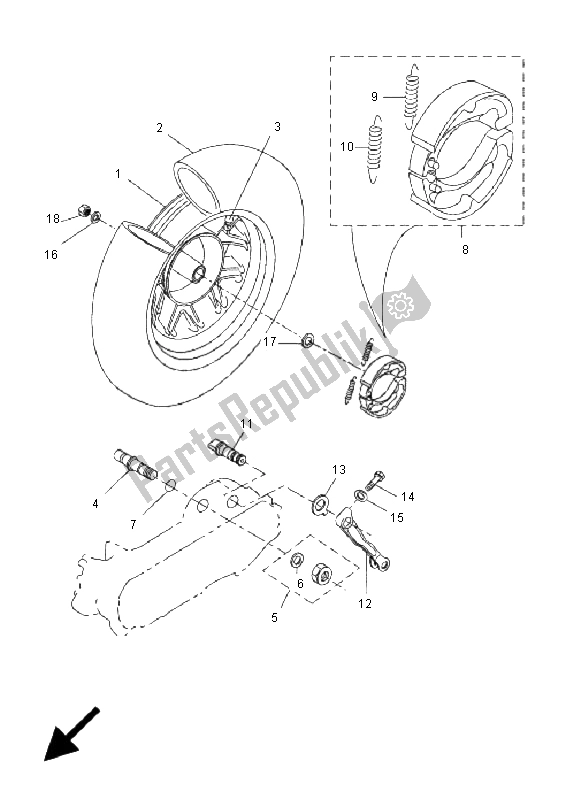 All parts for the Rear Wheel of the Yamaha CW 50N 2011