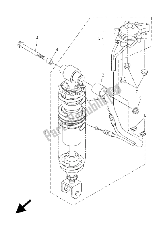 Toutes les pièces pour le Suspension Arrière du Yamaha FJR 1300 2001