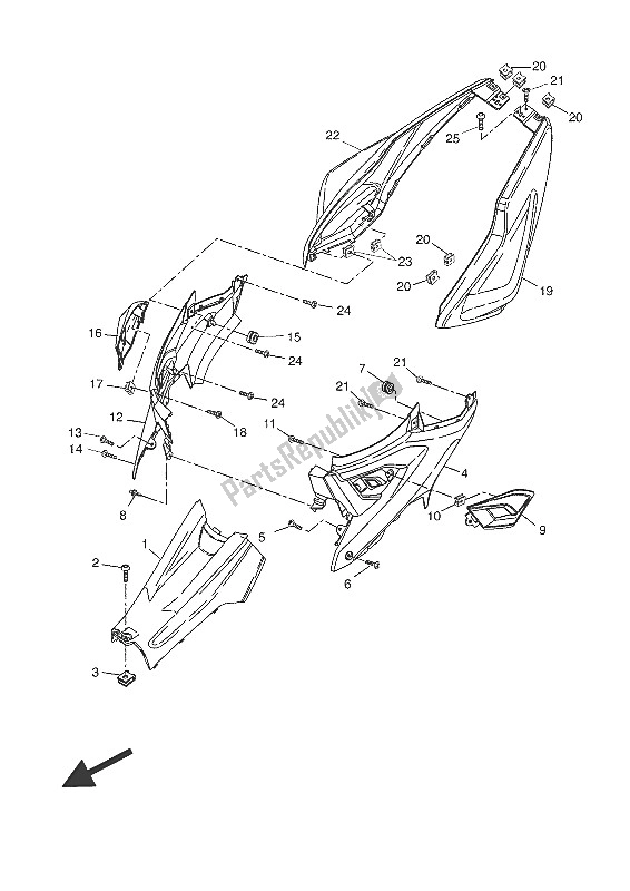Tutte le parti per il Coperchio Laterale del Yamaha NS 50 2016