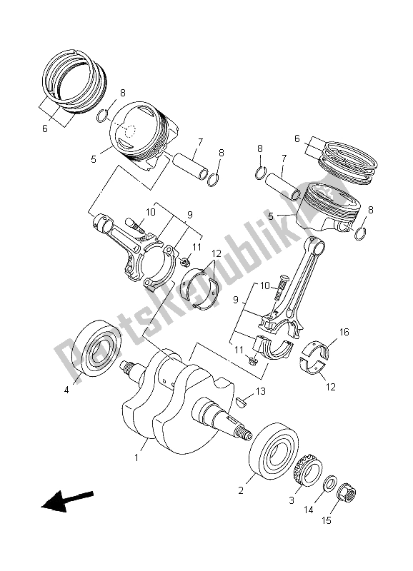 All parts for the Crankshaft & Piston of the Yamaha XVS 1100A Dragstar Classic 2006