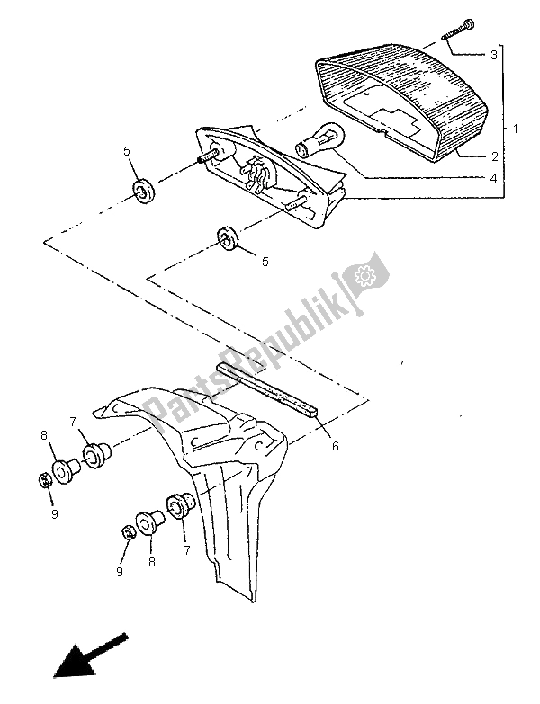 All parts for the Taillight of the Yamaha TT 600E 1996