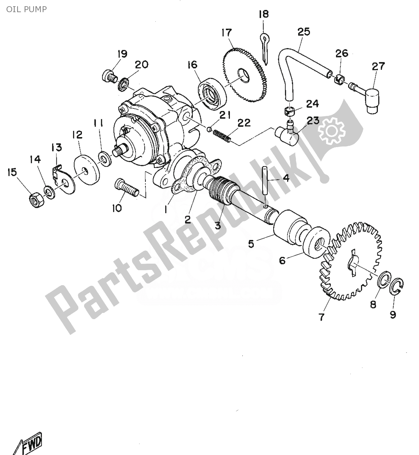 Todas as partes de Bomba De óleo do Yamaha FS1 1975