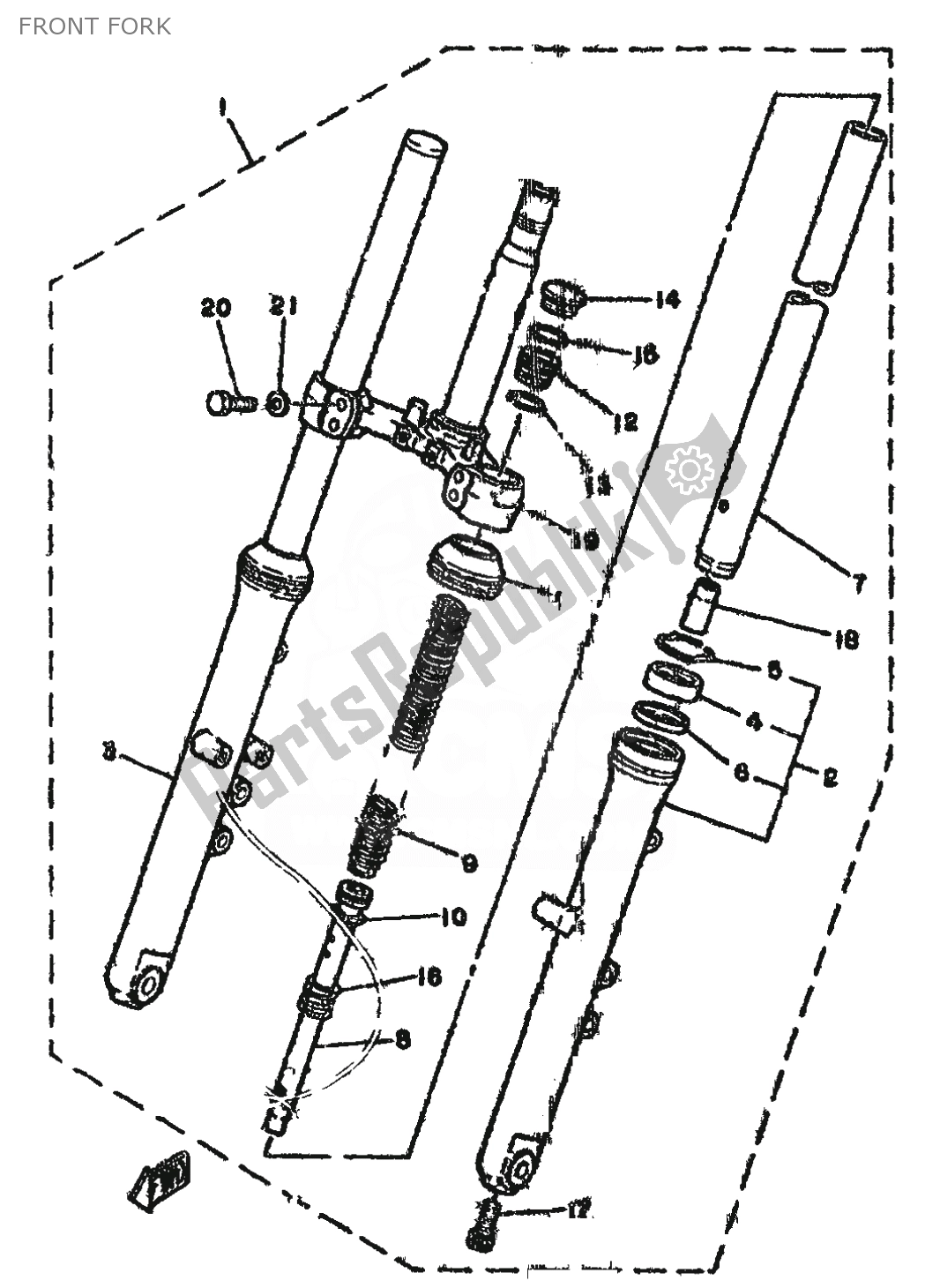 Toutes les pièces pour le Fourche Avant du Yamaha RD 250 1981