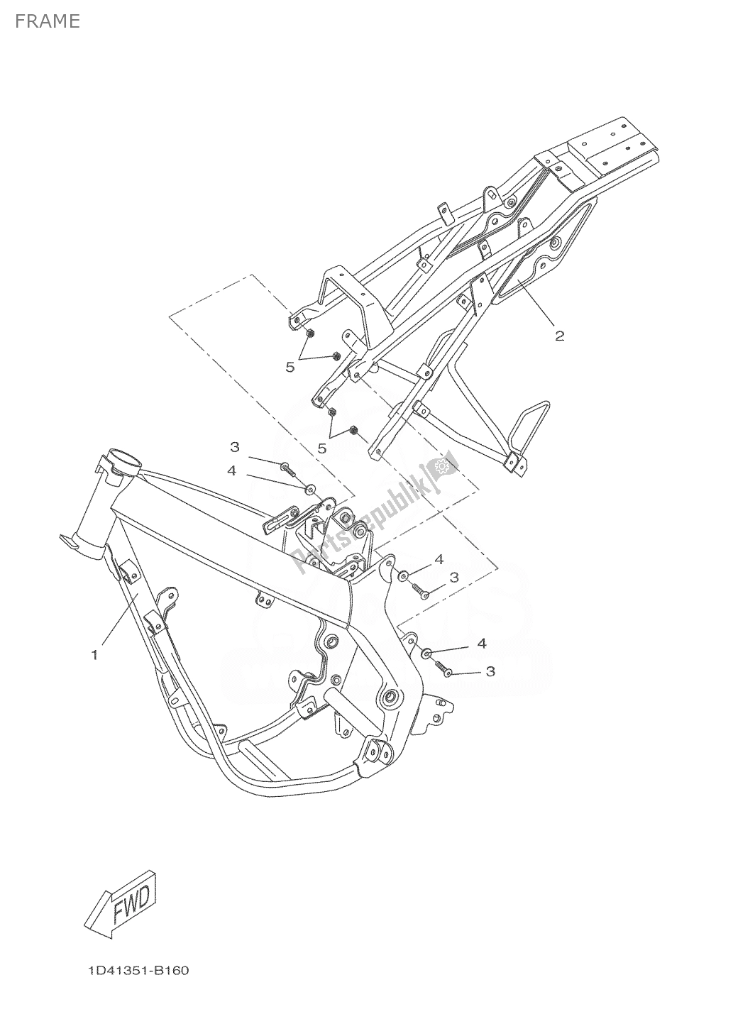 All parts for the Frame of the Yamaha DT 50 2004